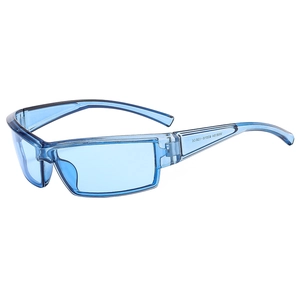 Y2K outdoor cycling sunglasses with blue transparent frame and streamlined sporty design