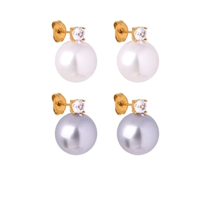 Titanstahl Künstliche Perlenohrstecker Mit Zirkonia Eleganter Modeschmuck Täglicher Schmuck Für Damen