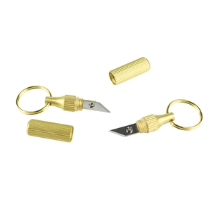 Mini brass capsule pocket knife keychain for unboxing with non-slip texture