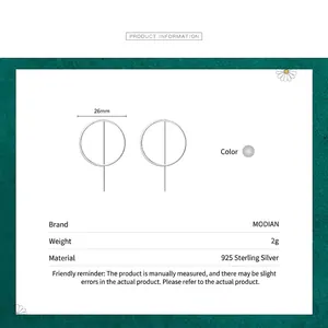 Minimalist 925 sterling silver geometric circle hoop earrings with 26mm diameter
