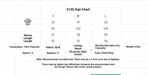 Detailed size guide and technical specifications for the dark grey knitted cardigan