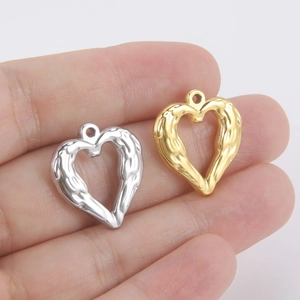 Pendentifs cœur fluide irrégulier en or et argent pour la création de bijoux DIY