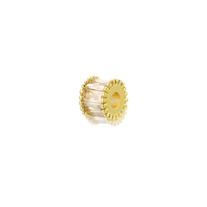 Perle d'espacement cylindrique dorée avec incrustation de zircon pour bijoux DIY