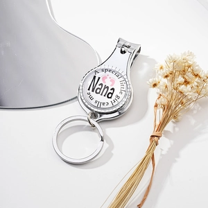 Multifunctional Metal Nail Clipper Keychain For Father Nana Gift Wolf Butterfly Sunflower Pattern Bottle Opener Key Ring