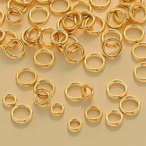 Various sizes of gold stainless steel closed jump rings for DIY jewelry necklaces
