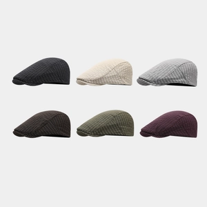 Vintage Plaid Ivy Cap British Style Retro Flat Hat Cotton Polyester Breathable Adjustable Forward Hat For Men Women