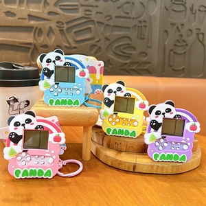 Schattige mini panda handheld Tetris spelcomputer sleutelhanger in vier felle kleuren