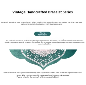 Detail list of materials including turquoise and copper for the handmade beaded bracelet