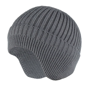 Winter Warm Knit Hat For Men Women Ribbed Ear Protection Beanie Fleece Lined Thick Outdoor Cycling Windproof Skull Cap