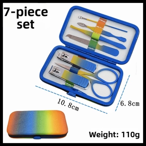 7-piece rainbow stainless steel nail kit detailing tool dimensions and weight 110g