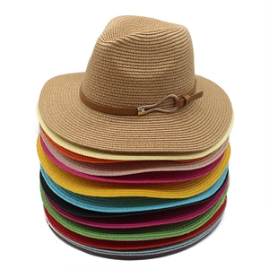 Straw Fedora Hat Woven Panama Sun Hat With Leather Band Metal Buckle Wide Brim Breathable Summer Beach Travel Women Men