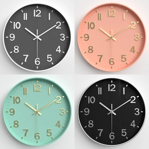 Modern 12-inch silent wall clocks in four colors with 3D numbers for living room