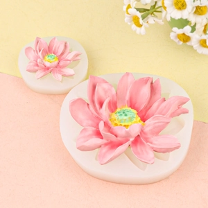 Two-piece lotus flower silicone molds for soap, plaster, and resin crafting designs