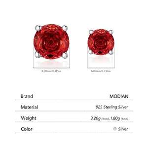 Orecchini in argento 925 con pietre preziose rosse rotonde nelle misure 8mm e 6mm