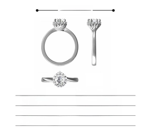 Detailed diagram of Moissanite S925 silver ring showing precise measurements and dimensions