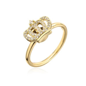 Sparkling 18K gold plated spinning crown star ring with micro-set zircon stones