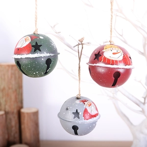 Ornements De Cloche De Noël Métal Fer Père Noël Bonhomme De Neige Étoile Découpes Suspendus Corde De Chanvre Décoration