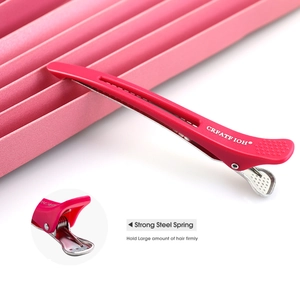 Professional rose pink hair sectioning clips with strong steel spring and metal base