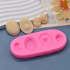 Halloween silicone egg mold with heart, spider, and skull shapes for DIY cake baking