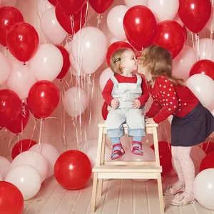 Set of 20 thick 10-inch matte latex balloons in red and white for festive party decoration