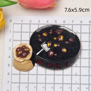 Detailed view of roasted chestnuts miniature resin magnet with size measurements