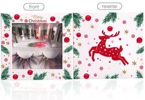 Christmas makeup set with festive press-on nails and voluminious false eyelashes