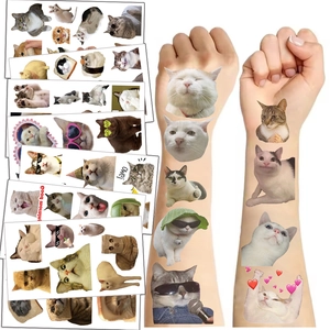 Cat Emoji Temporary Tattoo Stickers Waterproof Sweatproof Cartoon Fun For Children Birthday Party Novelty