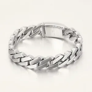 Cuban Link Chain Bracelet 316L Stainless Steel Polished Punk Hip Hop Jewelry For Men And Women Silver Color