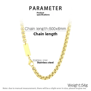 Detailed specs of 6mm gold stainless steel square pearl chain necklace with lobster clasp