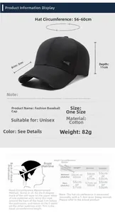 Größentabelle für Herren-Basecap mit 8 cm Schirm, 11 cm Tiefe und Kopfumfang-Maßanleitung