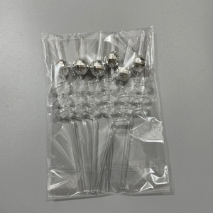 Set of 6 disco mirror ball straws in clear plastic packaging for party decorations