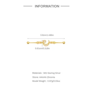Detailed size measurement of the S925 sterling silver industrial barbell piercing earring