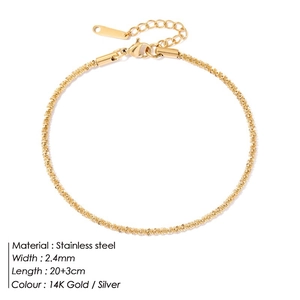 2,4mm vergoldetes Edelstahl-Fußkettchen mit Karabinerverschluss und 20+3cm Verlängerung