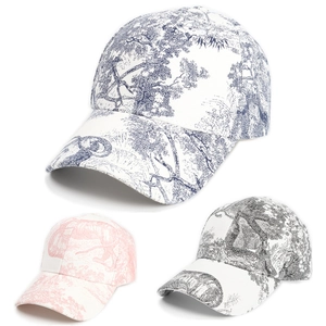 Baseball Cap Cotton Toile De Jouy Print Breathable Sun Protection Outdoor Vintage Landscape Pattern For Men Women
