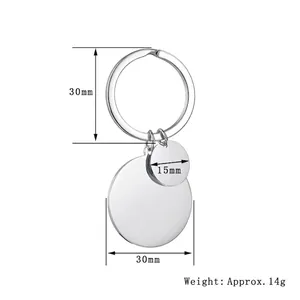 Detailed dimension guide for stainless steel puzzle keychain with 30mm and 15mm round tags