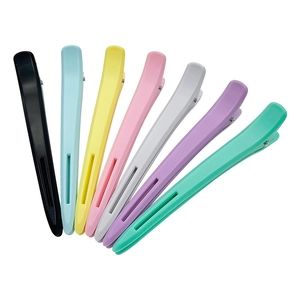 Set of 8 colorful matte seamless duckbill hair clips for styling and makeup