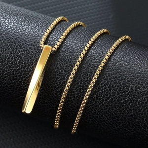 Minimalist gold spiral pillar pendant necklace with box chain for men fashion style
