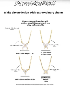 Detailed comparison of four S925 silver necklaces with butterfly and floral pendants