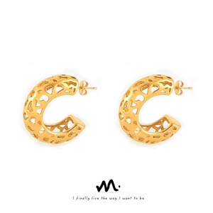 Minimalist Titanium Steel Geometric Hollow Hoop Earrings C-Shaped Fashion Jewelry For Women Gold Silver Tone Chic Accessories
