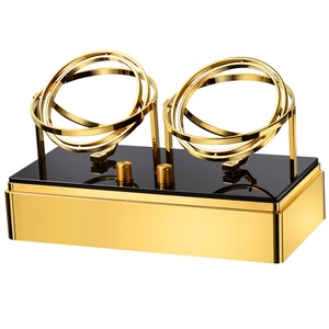 Dual automatic watch winder in gold polished metal with luxury black display panel