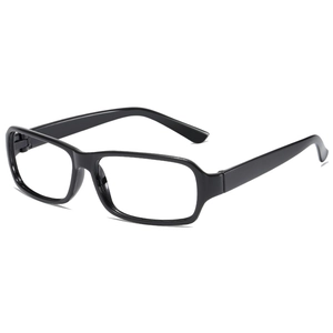 Classic black rectangular full-rim glasses frame with a glossy finish and clear lenses