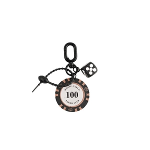 Monte Carlo poker chip and dice keychain with black silicone charms for bags or cars