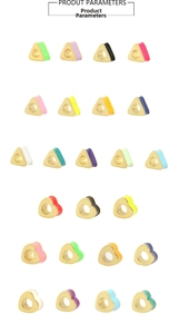 Macro shot of colorful enamel heart and triangle beads for DIY jewelry making projects