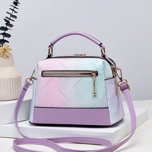 Fashion floral gradient handbag with crossbody strap and large capacity on white display