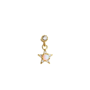 Elegant 925 sterling silver gold star stud earring featuring an opal center and zircon accents