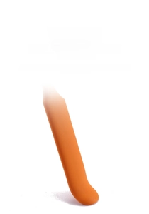 Flexible orange silicone spatula showing high elasticity and durability for baking needs