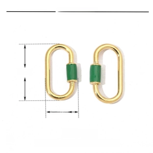 Detailed parameter display of gold oval enamel screw clasp in 22mm size for DIY jewelry