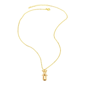 18k gold plated copper necklace featuring a 3D windmill pendant with hollow dot patterns