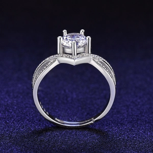Macro shot of S925 sterling silver ring featuring a large brilliant-cut round stone detail