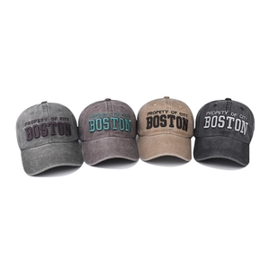 Casquettes de baseball Boston en coton délavé vintage avec broderie en quatre couleurs